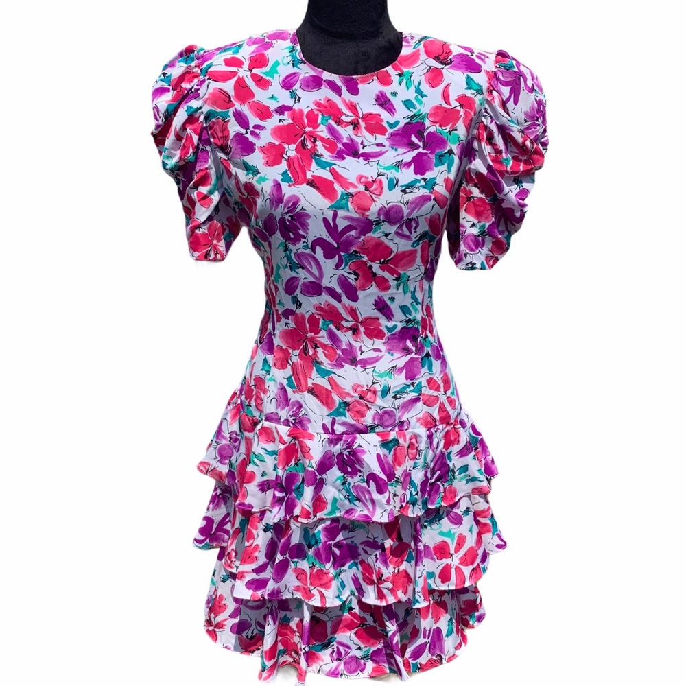 Vintage Jody California Puff Sleeve Ruffle Dress